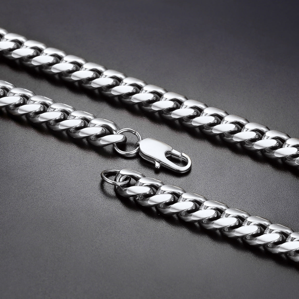 10mm Chunky Heavy Cuban Link Chain & Bracelet Set for