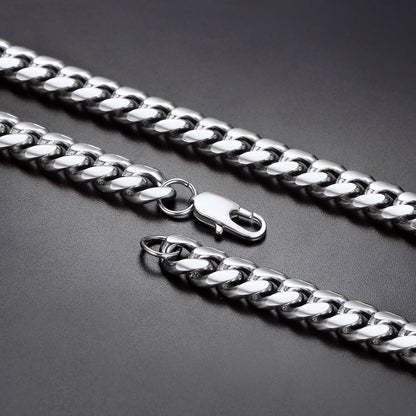 10mm Chunky Heavy Cuban Link Chain & Bracelet Set for