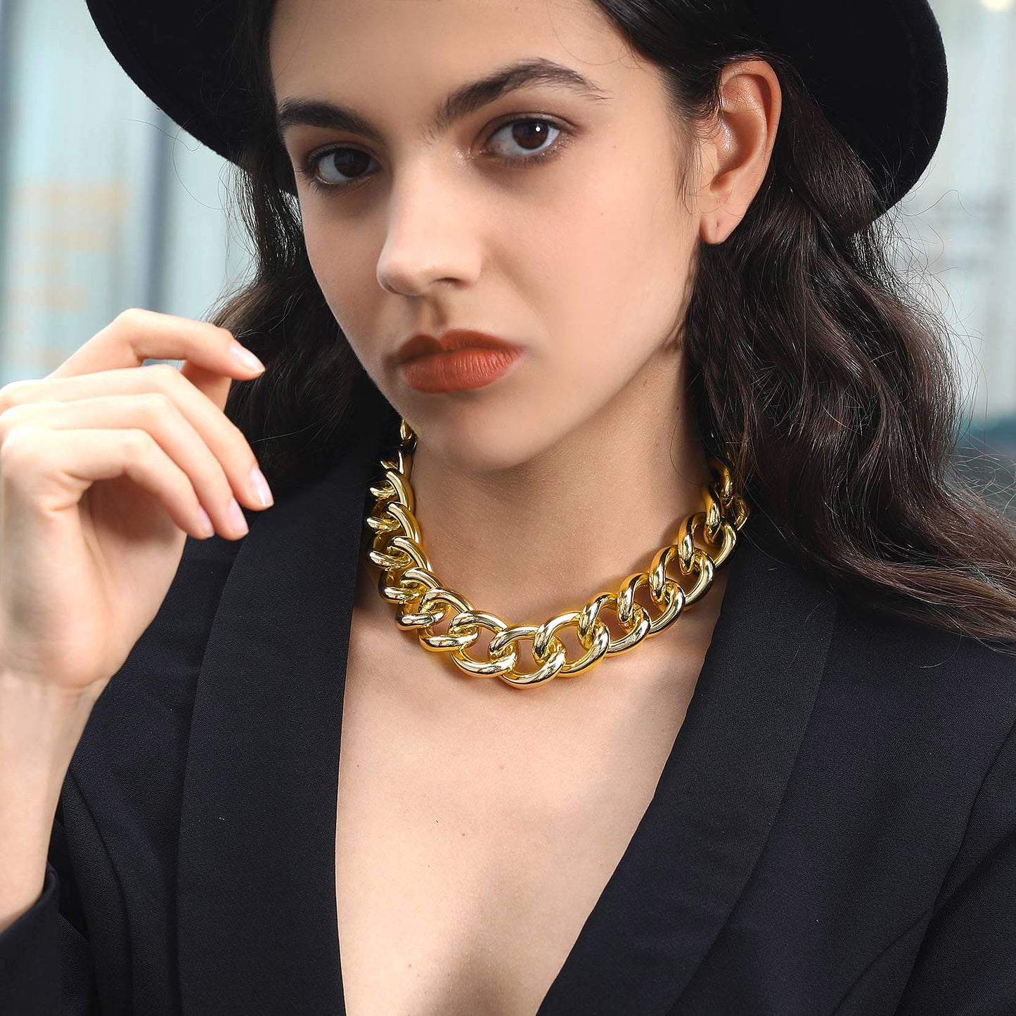 23mm Wide Chain Choker Necklace for