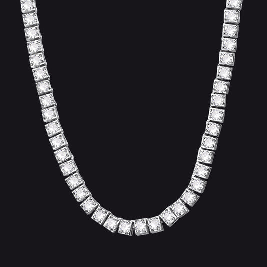 4mm Princess Cut Tennis Chain Necklace Cz Stones for