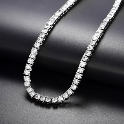 4mm Princess Cut Tennis Chain Necklace Cz Stones for