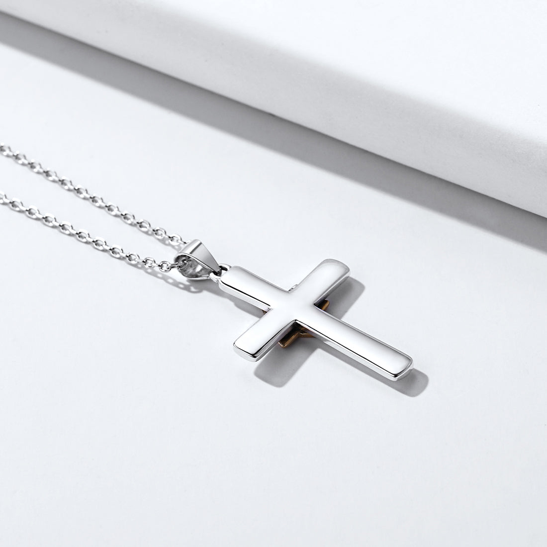 Silver Cross Star of David Pendant Necklace for