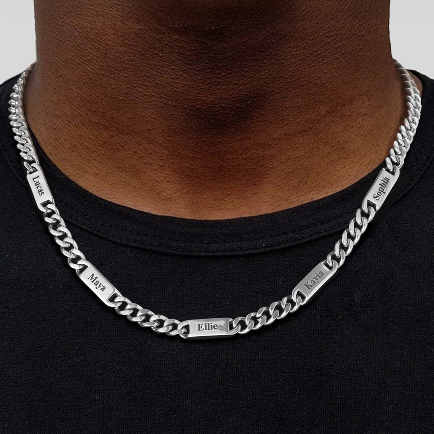 Customized Engraved Cuban Chain Name Link Necklace for