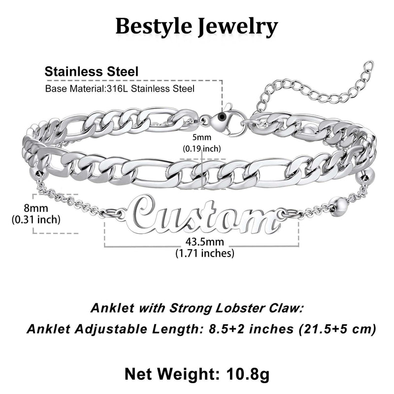 Personalised Name Figaro Chain Layered Anklet for