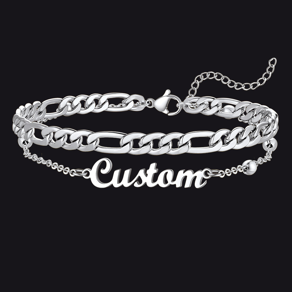 Personalised Name Figaro Chain Layered Anklet for