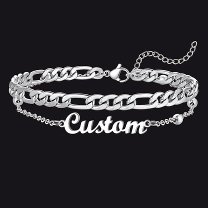 Personalised Name Figaro Chain Layered Anklet for