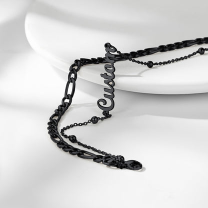Personalised Name Figaro Chain Layered Anklet for