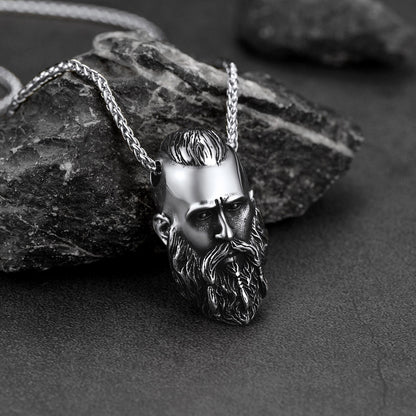 Flash Nordic Viking Head Necklace Amulet Jewelry for
