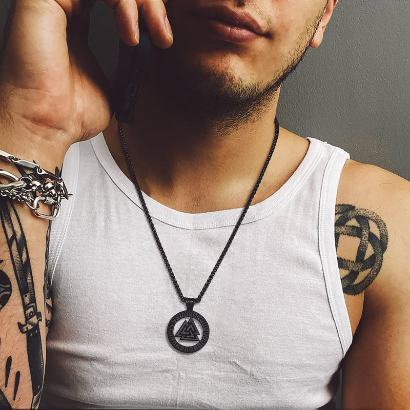 Nordic Viking Runes Celtic Pendant Necklaces for