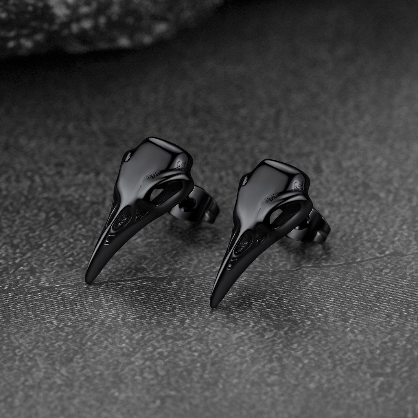 Gothic Raven Skull Stud Earring for