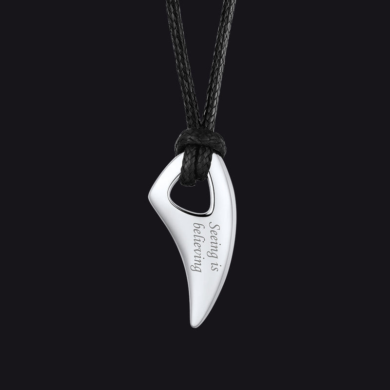 Norse Viking Wolf Tooth Spear Wax Leather Necklace for , Size 20