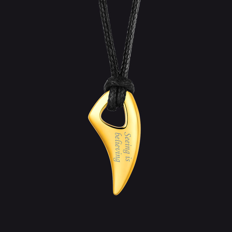 Norse Viking Wolf Tooth Spear Wax Leather Necklace for , Size 20