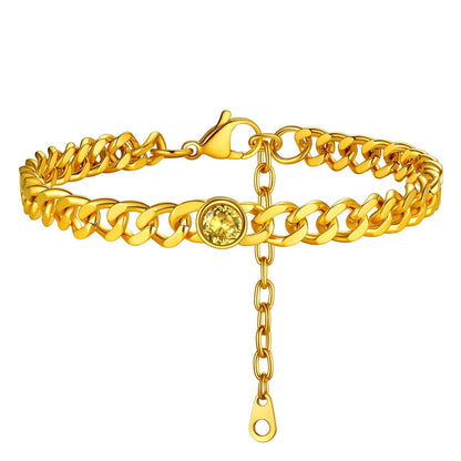 Personalized Birthstone Cuban Link Anklet for