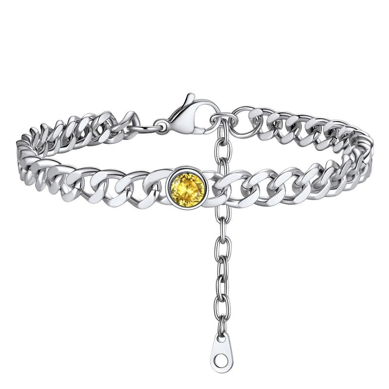 Personalized Birthstone Cuban Link Anklet for