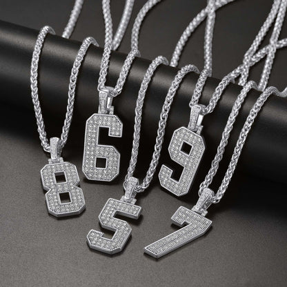 Custom Diamond Baseball Jersey Number Necklace for