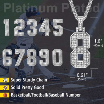 Baseball Diamond Jersey Number Chain Necklace for