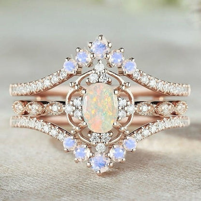 Mystic Harmony Opal Ring Set