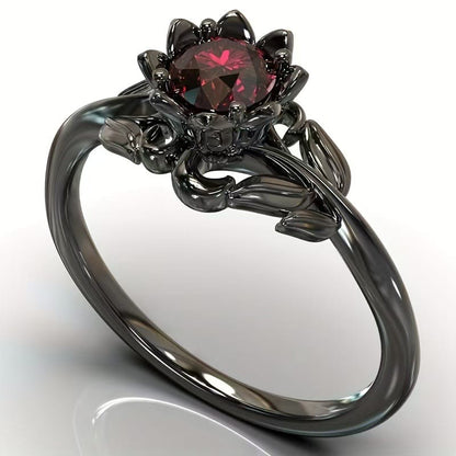 Bloodrose Witch Flower Crystal Ring