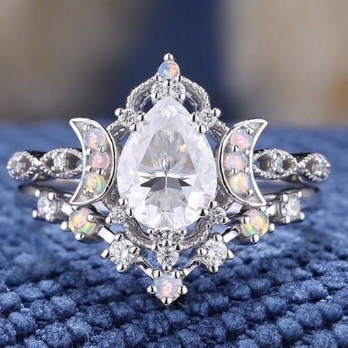 Artemis Goddess of Light Crystal Ring Set