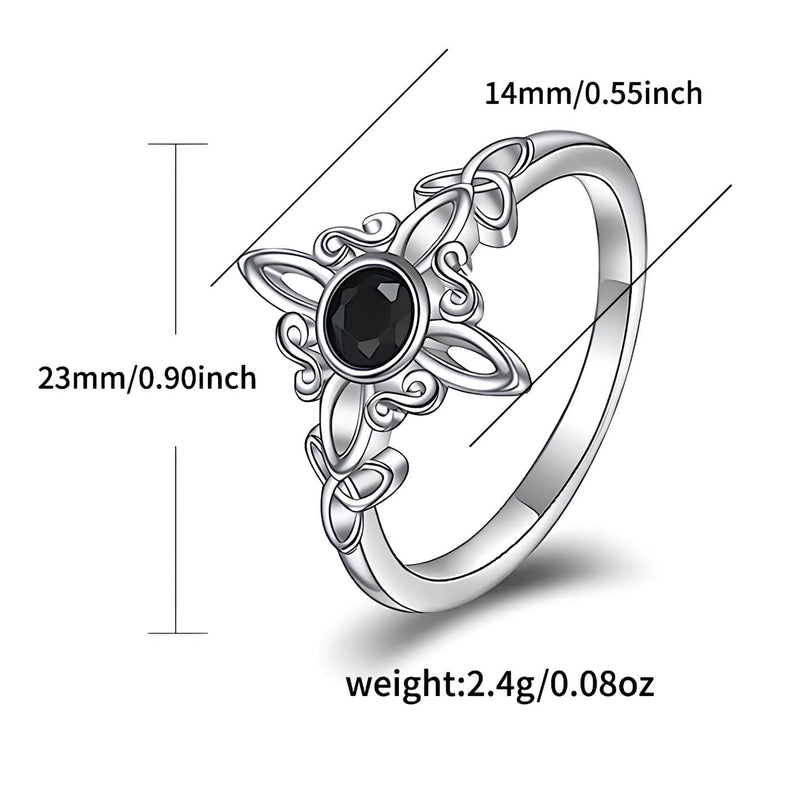 Obsidian Witches Knot Dual Triquetra Ring
