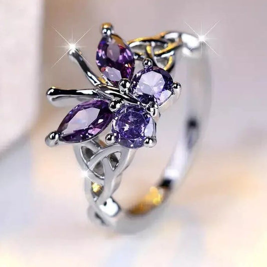 Divine Guidance Trinity Knot Amethyst Ring