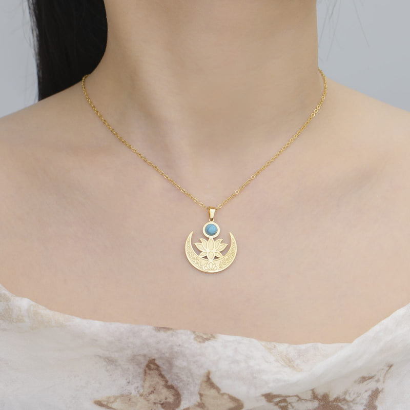 Enchanted Moon Lotus Blossom Necklace