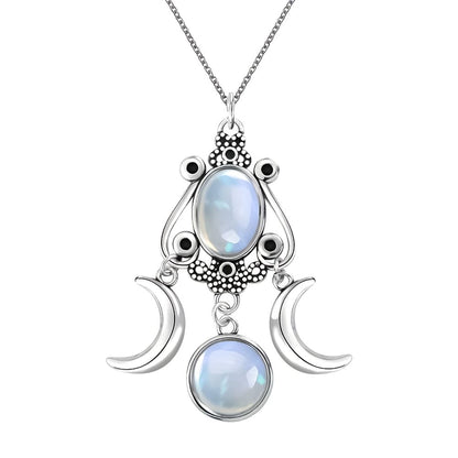 Opaline Trinity Moon Goddess Necklace