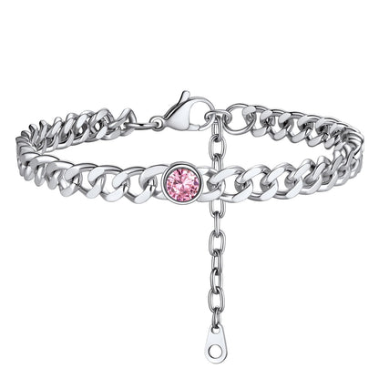 Personalized Birthstone Cuban Link Anklet for