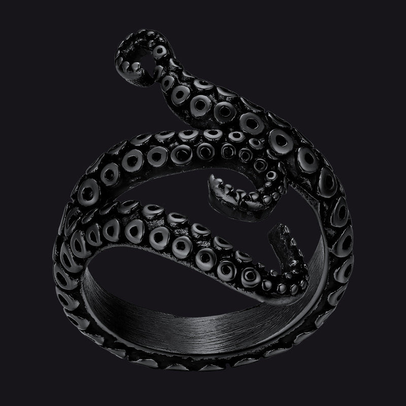 Biker Punk Three Octopus Tentacle Ring for