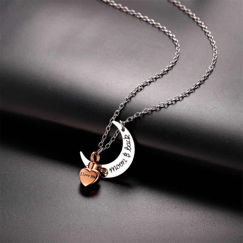 Custom Moon Heart Urn Necklace Cremation Pendant for Ashes