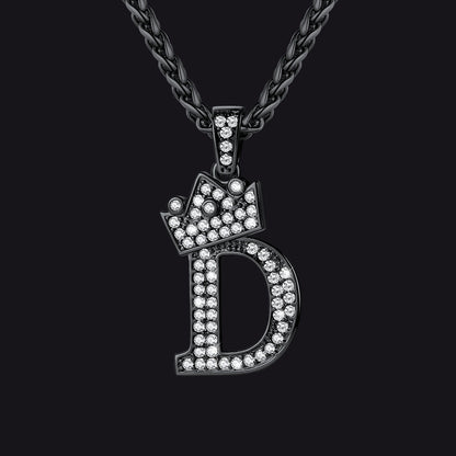 Sparkly Bling Crown Diamond Initial Letther Necklace for