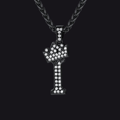 Sparkly Bling Crown Diamond Initial Letther Necklace for