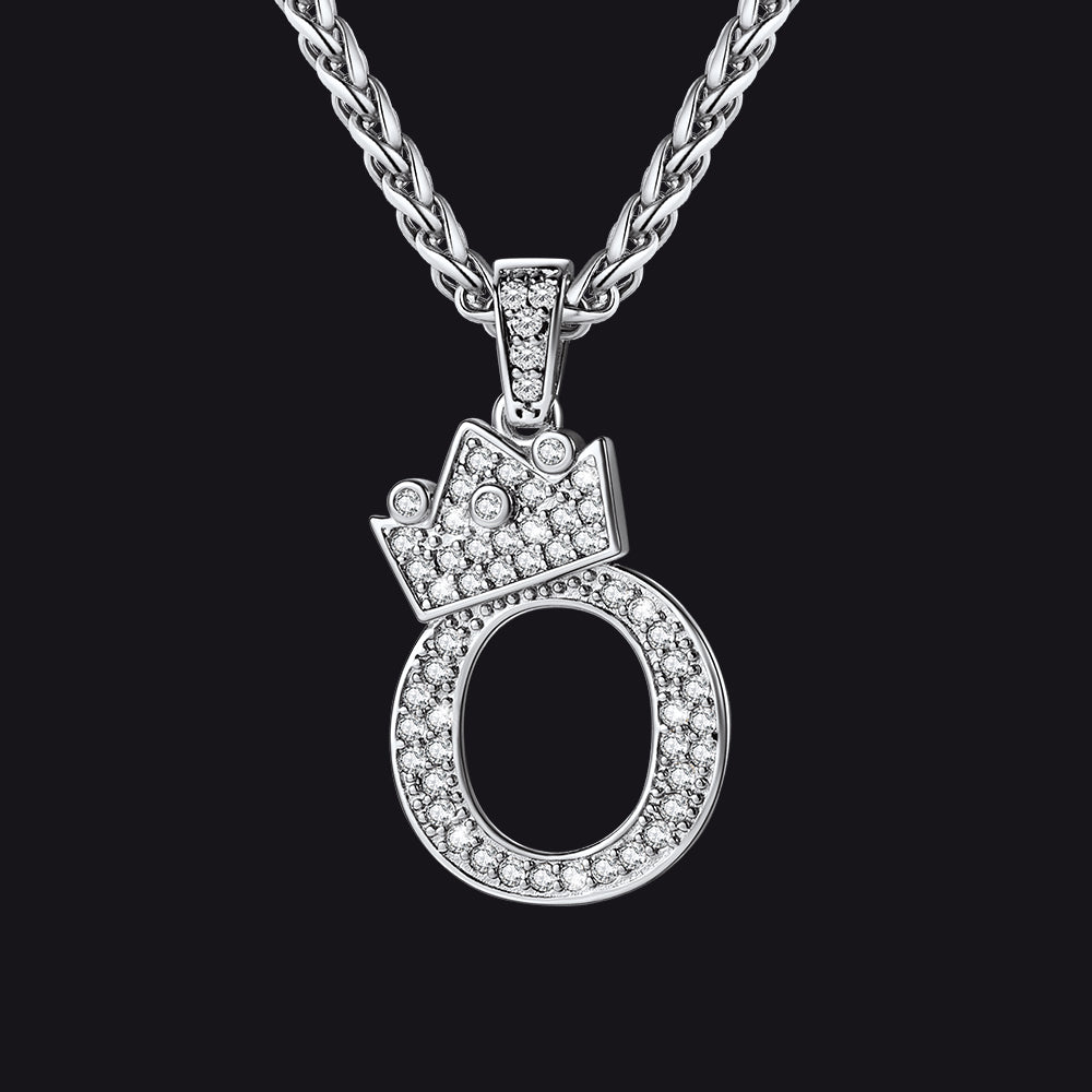 Sparkly Bling Crown Diamond Initial Letther Necklace for