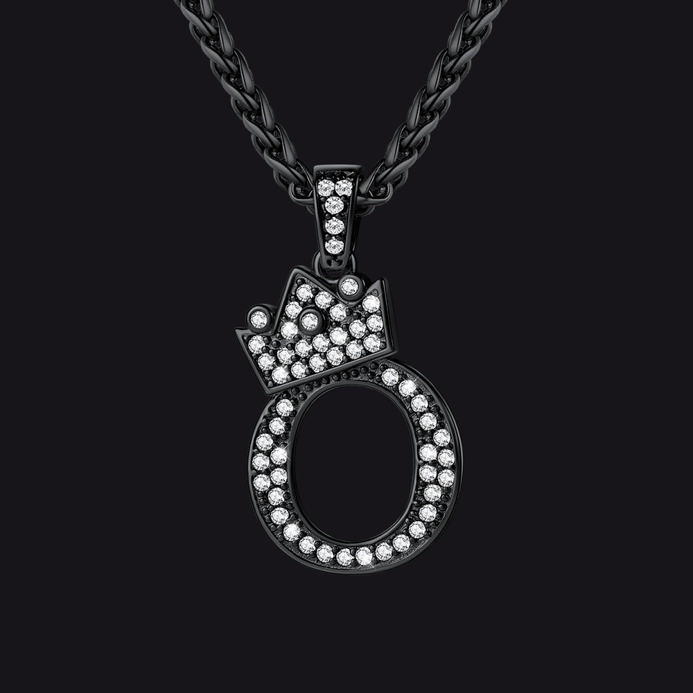 Sparkly Bling Crown Diamond Initial Letther Necklace for