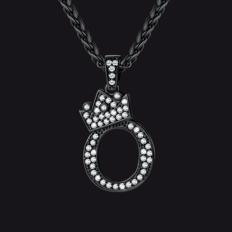 Sparkly Bling Crown Diamond Initial Letther Necklace for