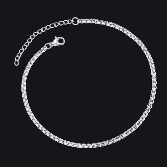 3mm Stainless Steel Box Chain Anklet for