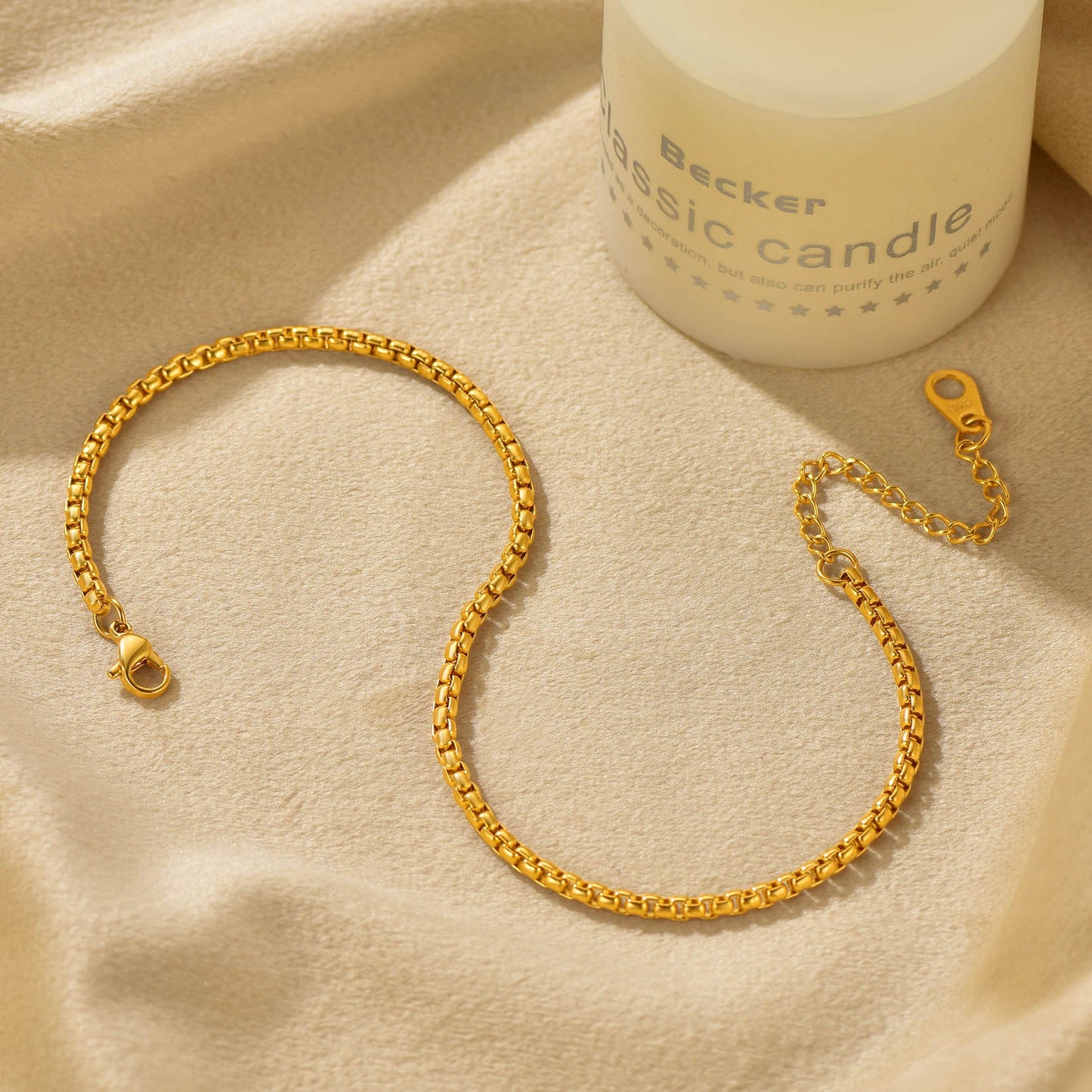 3mm Stainless Steel Box Chain Anklet for