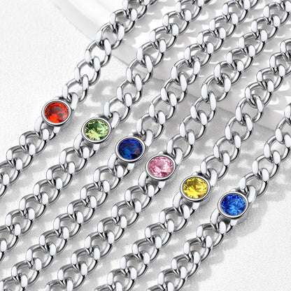Personalized Birthstone Cuban Link Anklet for