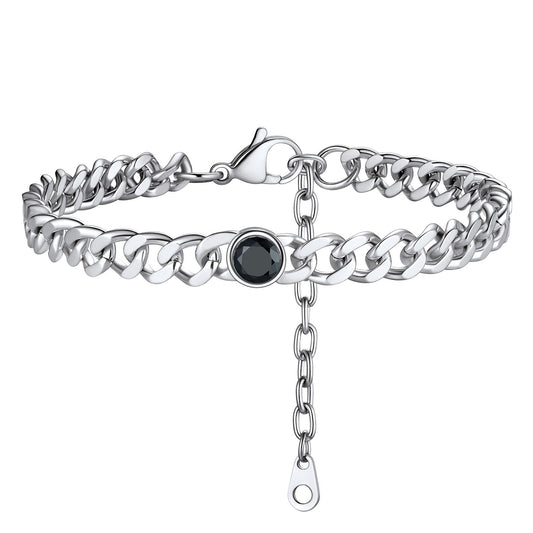 Personalized Birthstone Cuban Link Anklet for