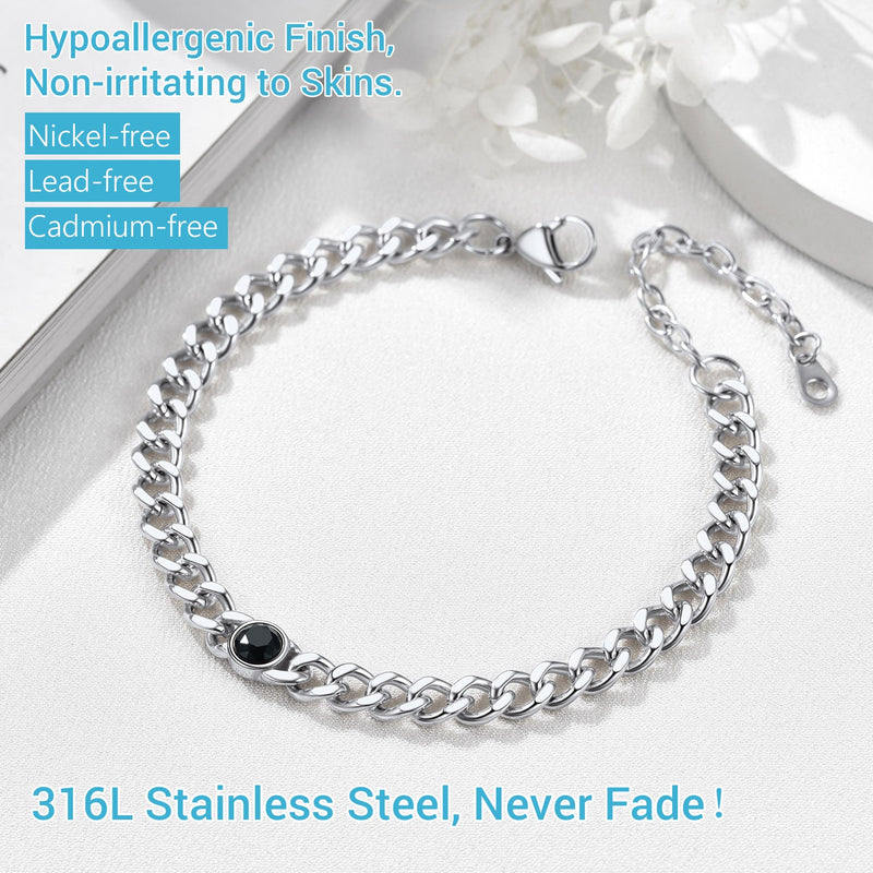 Personalized Birthstone Cuban Link Anklet for