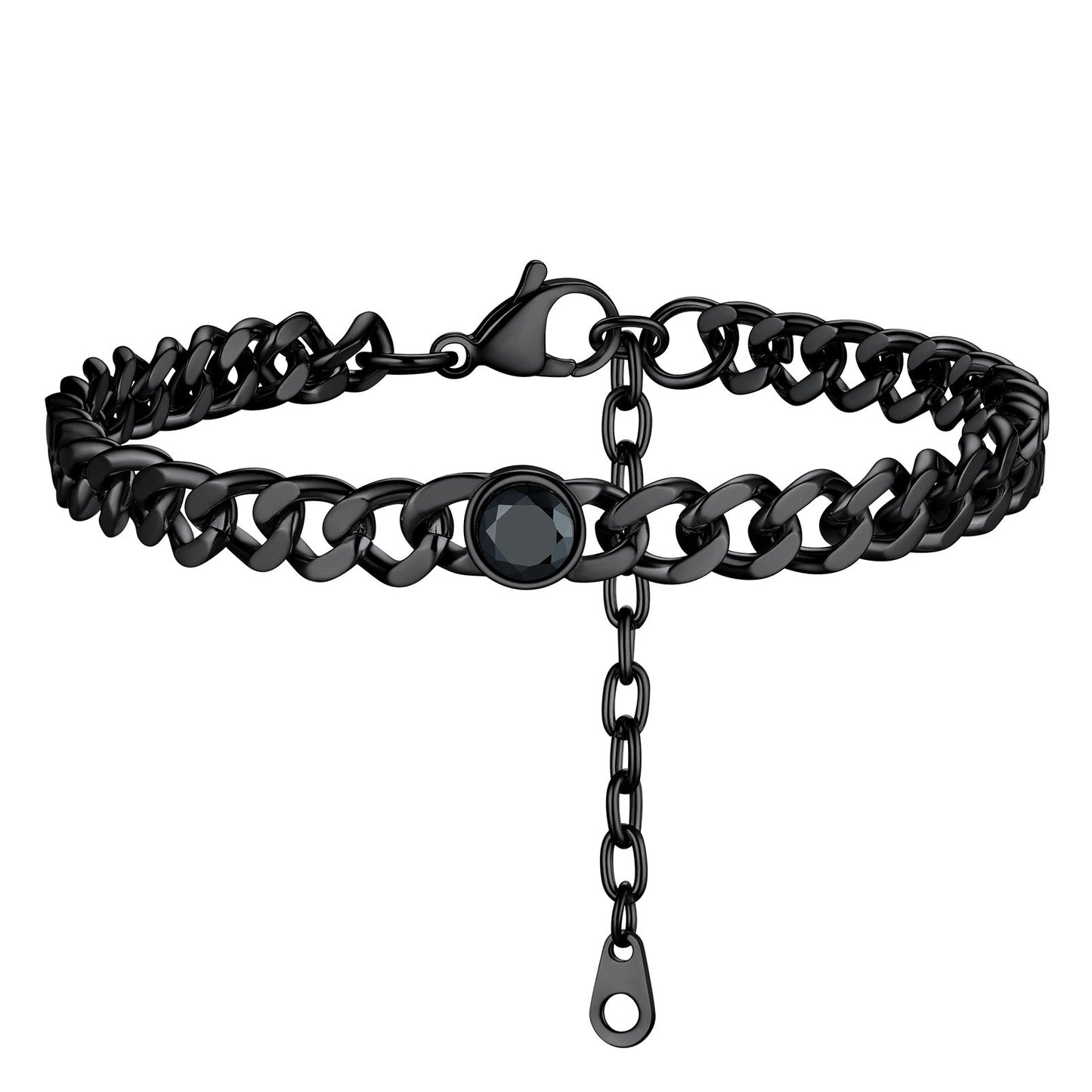 Personalized Birthstone Cuban Link Anklet for