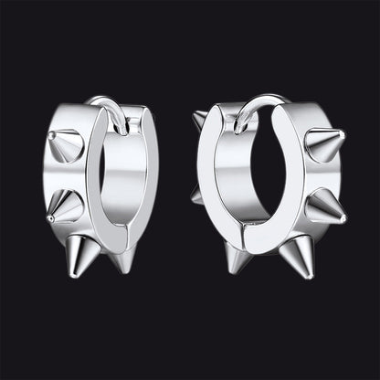 Punk Spike Rivet Huggie Hoop Earrings for
