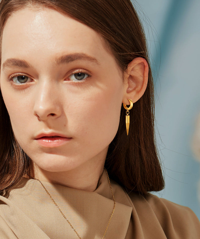 Punk Long Spike Dangle Hoop Earrings for