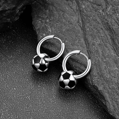 Sport 3d Soccer Hoop Earrings for