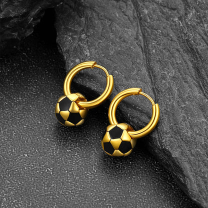 Sport 3d Soccer Hoop Earrings for