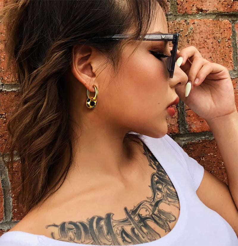 Sport 3d Soccer Hoop Earrings for