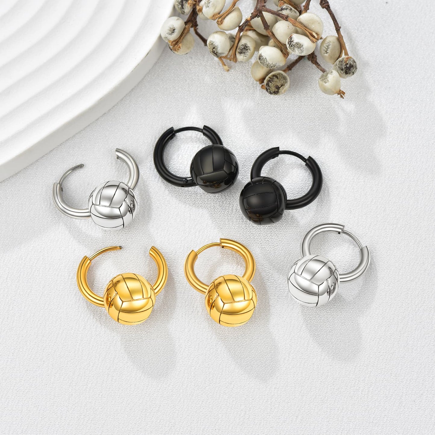 Flash Volleyball Dangle Hoop Earrings for