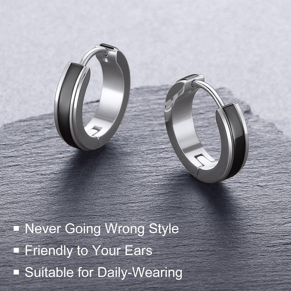 Stainless Steel Small Chunky Hoop Earrings for