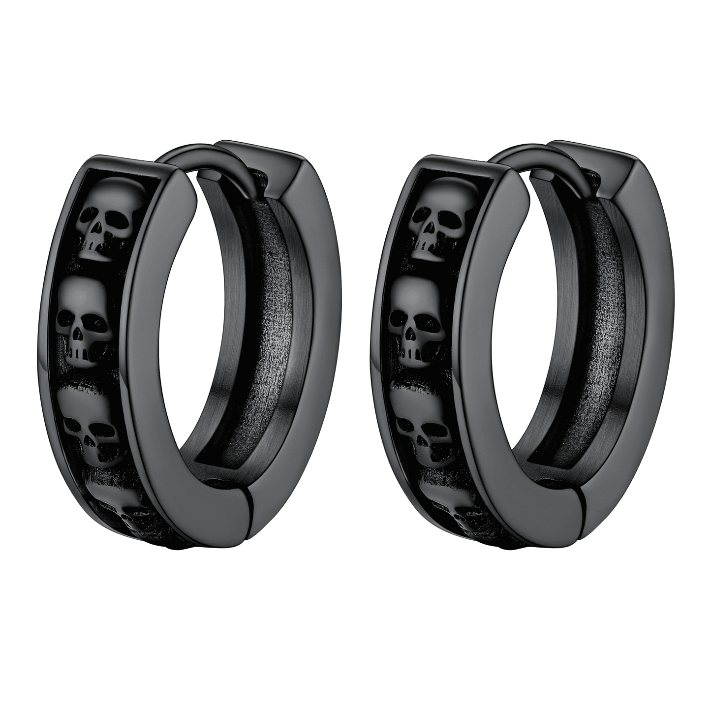 Gothic Skull Huggie Hoop Earrings for