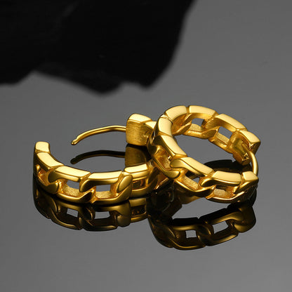 Chunky Cuban Chain Huggie Hoop Earrings for